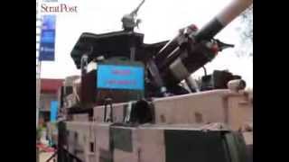 StratPost  Indias Arjun Catapult tracked artillery at DefExpo [upl. by Jobi]