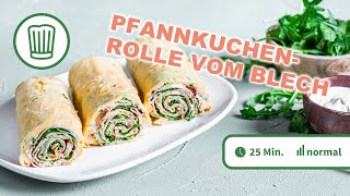 Pfannkuchenrolle vom Blech mit Rucola und Kochschinken  Chefkoch [upl. by Irec]