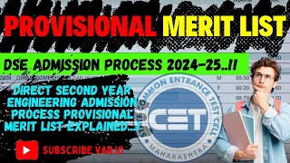 Provisional Merit List explained for Direct Second Year Engineering Admission Process 202425  DSE [upl. by Nador559]