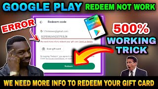 how to solve we need more info to redeem your gift card send us details  GOOGLE PLAY PROBLEM 2024 [upl. by Erdne]