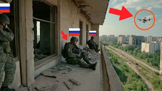 FPV Drone destroyed a Russian MANPADS Operator on the roof of a multistory building [upl. by Eciralc575]