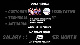 Wipro Hiring Freshers 2024 Wipro Recruitment 2024 Work From Home Jobs 💼🔥shorts updatenokari [upl. by Elayor488]