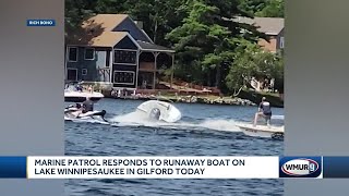 Video shows runaway boat going in circles on Lake Winnipesaukee [upl. by Petrie732]