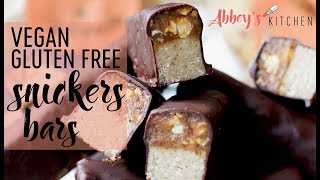 Vegan Gluten Free Snickers Bars  Healthy Halloween Treats [upl. by Donelu]