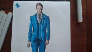 Costume homme sur mesure  croquis de mode [upl. by Yzus]