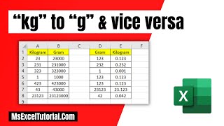 How to Convert Grams to Kilograms and Kilograms to Grams In Excel [upl. by Lleihsad]