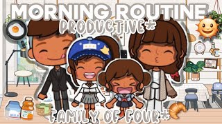 Miga World Morning Routine family of four 🌞🍳🥐🧺 [upl. by Milurd]