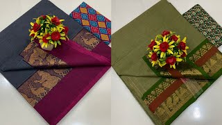 TRENDY CHETTINAD COTTON SAREES💐 GOLDEN AND SILVER JARI BORDERS🌾 [upl. by Neleh]