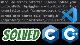 include errors detected please update your includepath SOLVED visual studio code C and C [upl. by Yeslehc217]