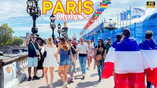 Paris France 🇫🇷  Paris Olympics 2024 Paris 4K Walk During the Jeux Olympiques [upl. by Anayit]