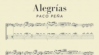 Alegrías Paco Peña Live Version Score and tabs for practicing [upl. by Yarak]