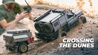 Rc Crawler Gen 8 Killerbody Toyota Lc70 Canopy Tow Trailer Crossing the Dunes  Rc Cars Off Road [upl. by Tsan886]