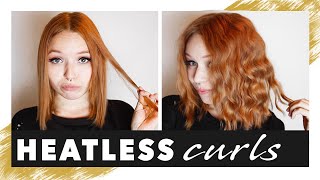 Overnight curls for short hair  Heatless beach waves  NO HEAT TUTORIAL [upl. by Dunn]