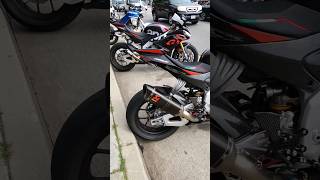 Akrapovic vs SC Project Exhaust  2023 Aprilia RSV4 1100 aprilia RSV4 Akrapovic shorts [upl. by Corb618]