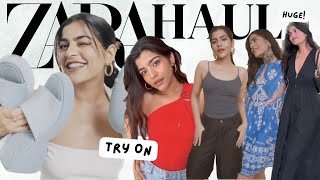 HUGE ZARA TRY ON HAUL TRENDY BASICS YOU NEED [upl. by Wehttam]