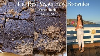 THE BEST RAW VEGAN BROWNIES ONLY 3 INGREDIENTS FAST HEALTHY EASY [upl. by Aicemaj]