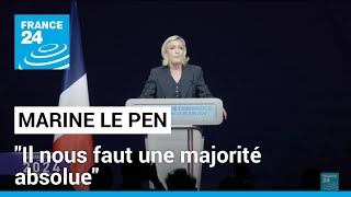 Législatives  quotLa démocratie a parléquot estime Marine Le Pen réélue dès le premier tour [upl. by Maguire342]