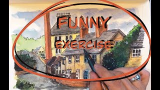 Sketching for fun  a very funny exercise  everyone can do it Watercolor tutorial [upl. by Bremble]