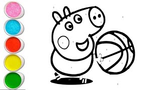 peppa pig playing football 🏈 drawing and colouring for kids and toddlers  Peppa pig drawing [upl. by Abad]