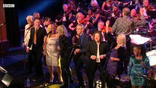 The BBC Radio 2 Presenter Choir perform Dancing Queen 2DAY 2013 [upl. by Ynnattirb987]