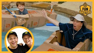 GIANT Box Fort Boat in Pool Aaron amp LB Build Epic Cardboard Boats with Snake Adventure [upl. by Behre]