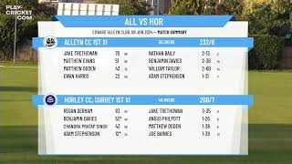 Alleyn CC 1st XI v Horley CC Surrey 1st XI [upl. by Anasus781]