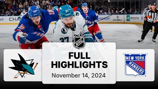 NHL Highlights  Sharks vs Rangers  November 14 2024 [upl. by Ahtis]