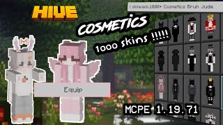 MCPE COSMETICS CAPES 1000 SKINS works on hive mcpe 11971 Bruhjude [upl. by Wallack]