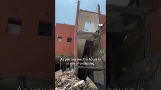 Displaced Palestinians set up makeshift tents inside a destroyed building in Beit Lahia [upl. by Lleval]