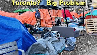 Torontos Largest HOMELESS Encampment Vagrants Addicts Tents  Downtown City Walk [upl. by Terry]