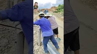 Manual installation process of highway guardrail short [upl. by Marya]