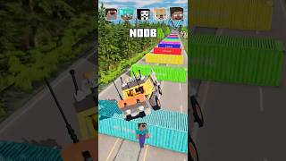 NOOB vs PRO vs HACKER vs HEROBRINE Car Jump Challenge Over Containers  BeamNGDrive [upl. by Amorita]