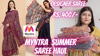 Myntra Summer Saree Haul Under 900  Designer Saree  Jute Silk  Cotton Blend  Ethnic Saree [upl. by Lothar]