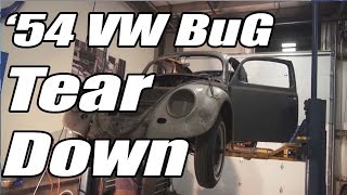 Classic VW BuGs 1954 Beetle Ragtop Sunroof Strip Tear Down Resto Pt1 [upl. by Chainey]