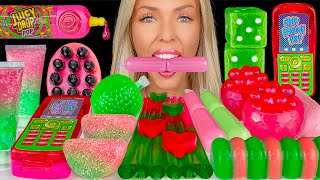 ASMR WATERMELON DESSERTS SOUR CANDY LAYERED JELLO LOLLIPOP KONNYAKU JELLY HEARTS MUKBANG 먹방 [upl. by Felicia166]