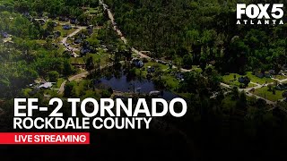 Aerial tour of Rockdale County tornado damage [upl. by Aerbma]