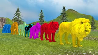 Long Slide Game With Elephant Gorilla Buffalo Hippopotamus Tiger  3d Animal Game  Funny 3d Animals [upl. by Ellerihs]