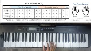 Hanon Exercise 3 ကီးဘုတ်၊စန္ဒယား လက်လေ့ကျင့်ခန်းများ [upl. by Audre776]