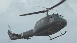 Bell UH1H Iroquois flying Display at RNAS Yeovilton Air Day 2015 GHUEY [upl. by Eiliab569]