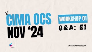 CIMA Operational Case Study OCS November 2024 BackOffice  Workshop 01 E1 [upl. by Radmilla76]