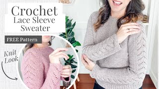 Crochet Along and Create a Beautiful Lace Sleeve Sweater Lace Sleeve Crochet Sweater Video Tutorial [upl. by Damas]