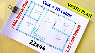 984sqft East facing plan 2 BHK2244 ft house design 2 bedroom plan vastu plan floor plan small [upl. by Ladnyk]