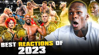 Israel Adesanya Reacting to a CRAZY Year of UFC Fights  Best Reactions of 2023 [upl. by Oirretna]