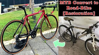 Building a road bike from MTB convert to ROAD BIKE Restoration [upl. by Dlorah]