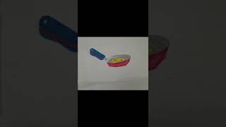 Fry pan a dimer omlet drawing and colour easy process shortsfeed shortvideo pastle art drawing [upl. by Idoc]