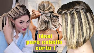 PEINADOS FÁCILES CON TRENZAS PARA CABELLO CORTO  chicas fashions [upl. by Primo]