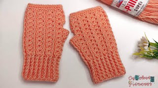 جوانتيقفاز كروشيه بدون اصابع سهل وسريع Crochet Fingerless Gloves [upl. by Anertak]