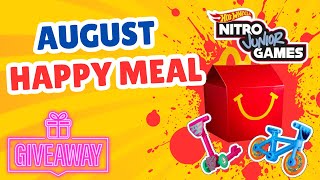 UNBOXING McDonalds August 2024 Happy Meal Set  Hot Wheels Nitro Junior Games  PRIZE GIVEAWAY [upl. by Ecal]