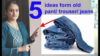 Do not miss  5 wow ideas from old jeans  old demin  old pant reuse idea  no cost diy sewing [upl. by Johansen]