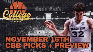 College Basketball Picks  Saturday November 16th  The College Experience Basketball [upl. by Ayatnahs]